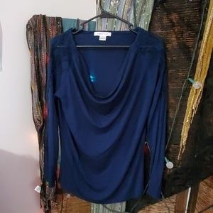 Cowl neck long sleeve blouse